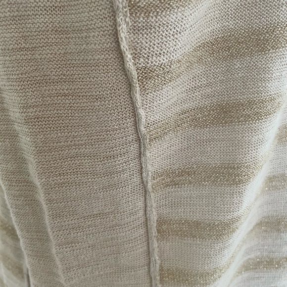 NWT Chico's 3 (XL) Beige Glitzy Stripe Peyote Champagne Pullover Sweater 79984 - Picture 8 of 12
